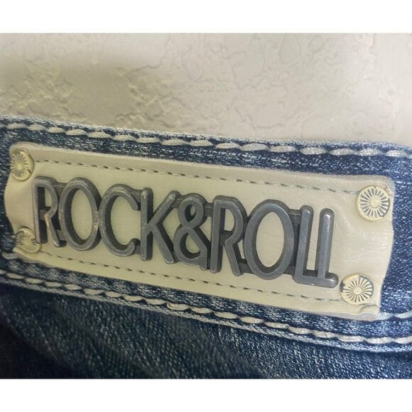 Rock & Roll Cowgirl Bootcut Jeans Womens Size 29 Embroidered Dark Wash Western R - Picture 6 of 14